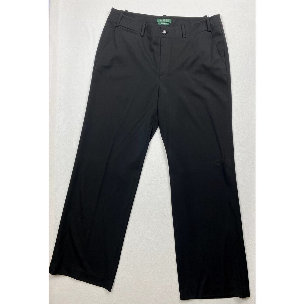 Lauren Ralph Lauren Sanderson Trousers Black Dress Pants Women 14 Green Label